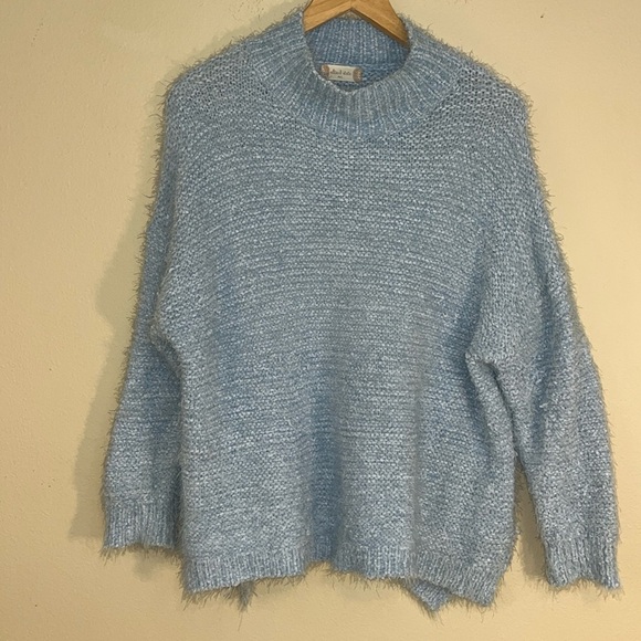Altar’d State Baby Blue Fuzzy Sweater Side Slits SUPER SOFT! M/L - Picture 1 of 8